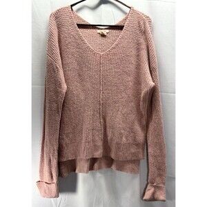 For Thee Womens Sweater V Neck Pink Sz M